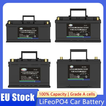 Car Battery 12V LiFePO4 Lithium Iron Phosphate Deep Cycle Built-in BMS 20Ah 40Ah 80Ah 100Ah High-Performance Automotive Battery