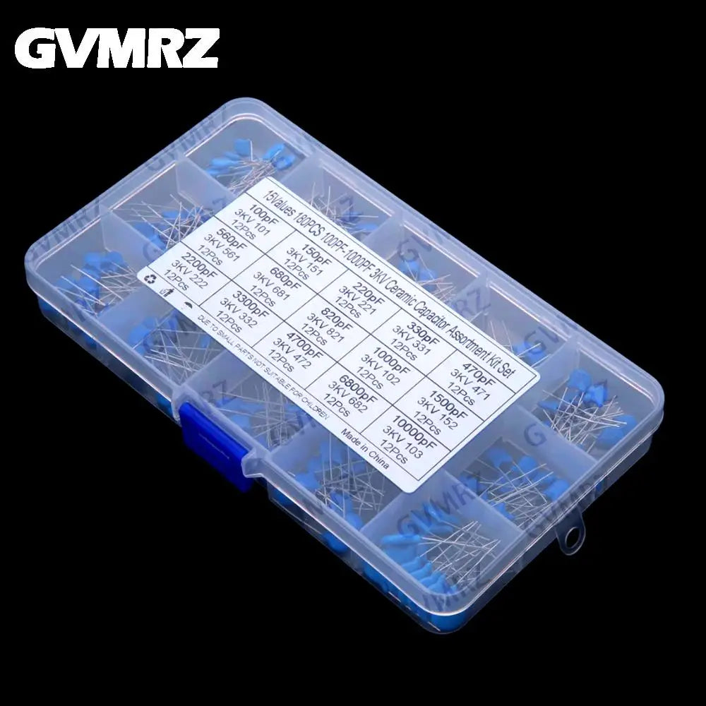 15Values 180PCS 3KV Ceramic Capacitors 100PF 10000pF High Voltage Ceramic Capacitors DIP 100PF 150PF 220PF 330PF 470PF 560PF