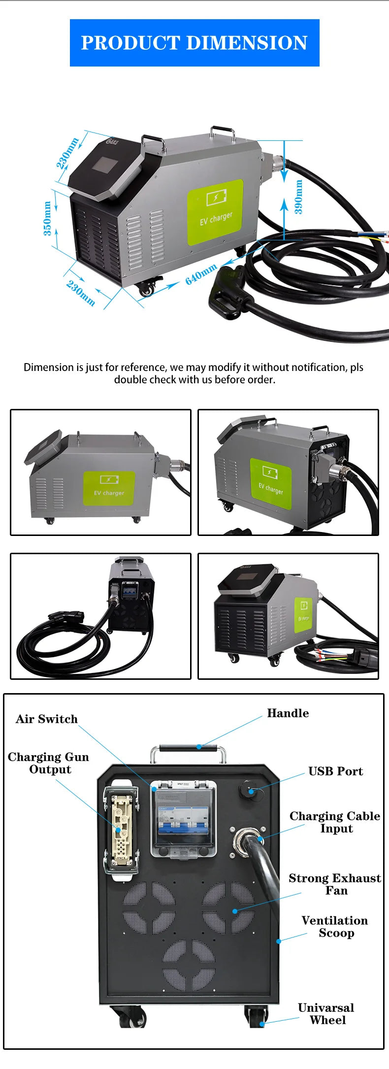 20kw Portable Ev Car Charger Stations Ev Car for Fast Charger Dc Electric Vehicle Charging Station customize