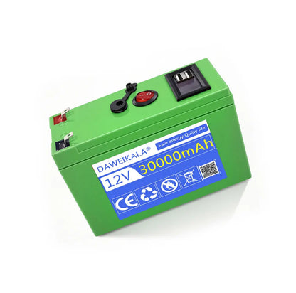 12V Rechargeable Battery Pack 10-30Ah , for LED lights, camping, and home backup power supply 18650 Lithium Battery +Charger