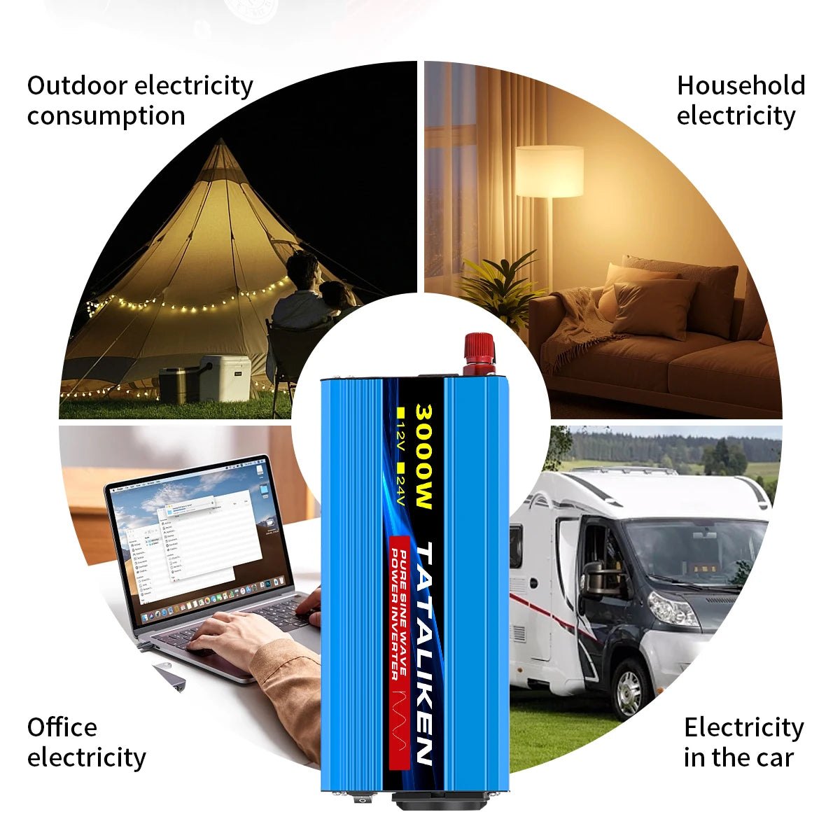 Pure Sine Wave Inverter 1000W-4000W DC 12V and 24V to AC 220V 50hz Power Inverter Charger  Adapter Universal Socket