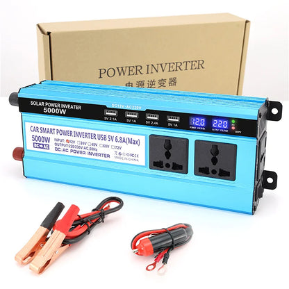 3000W/4000W/5000W Modified Sine Wave Inverter DC 12V to AC 220V Voltage Portable Vehicle Power Converter Adapter LCD Display