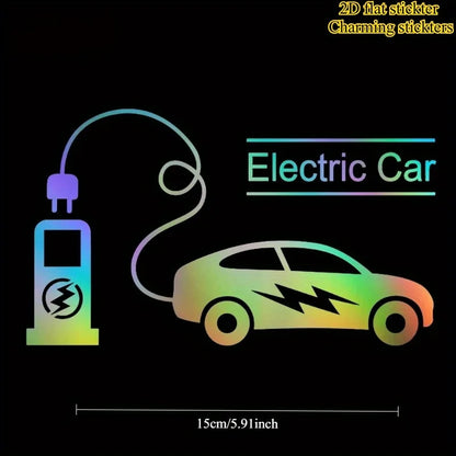 EV Vinyl Stickers with Charging Station Sign, Waterproof for Electric Cars