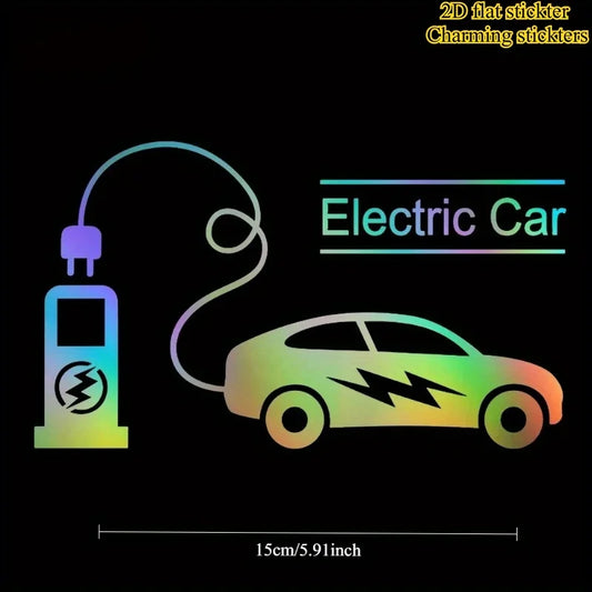 EV Vinyl Stickers with Charging Station Sign, Waterproof for Electric Cars