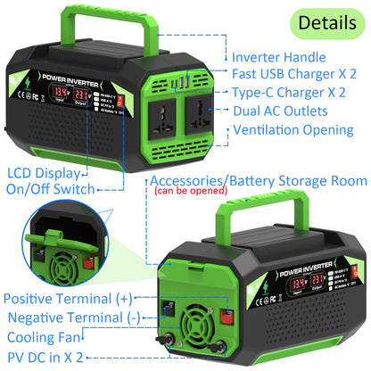 500W Inverter 12V 220V Modified Sine Wave Inverter High Power USB Socket Auto Inversor Converter Solar Car Inverter