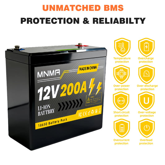 12V Rechargeable Battery Pack 200Ah , for LED lights, camping, and home backup power supply 18650 Lithium Battery +Charger