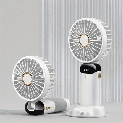 Portable rechargeable small fan, powerful fan that can also serve as a mobile phone stand, long battery life