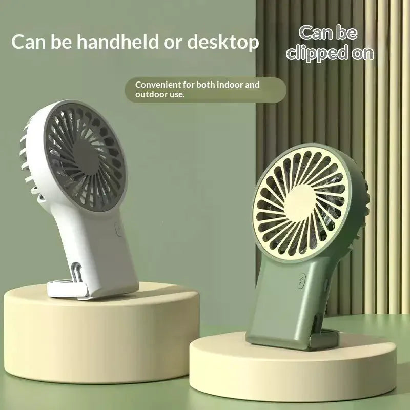 Rechargeable Mini Handheld Fan Strong Airflow Built In Hook Perfect For Office Home Outdoor Travel Use