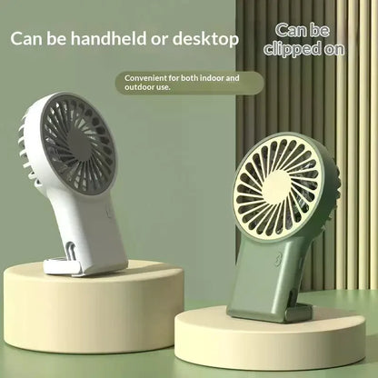Rechargeable Mini Handheld Fan Strong Airflow Built In Hook Perfect For Office Home Outdoor Travel Use