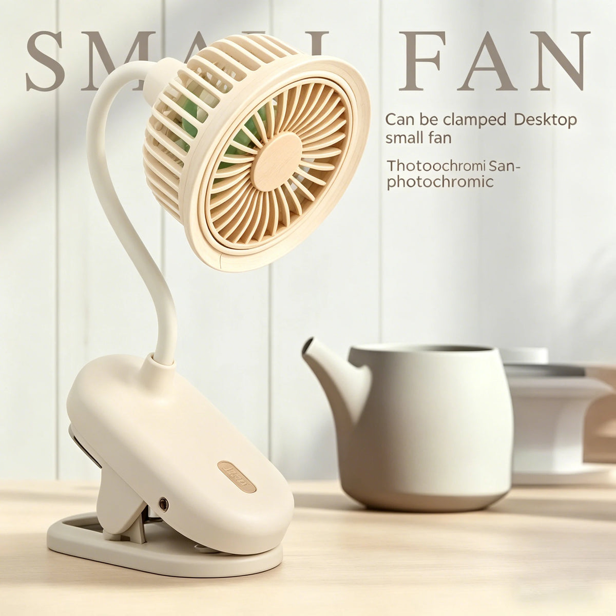 USB Rechargeable Clip on Small Fan 360° Adjustable Battery Powered Mini Fan Strong Wind Flexible Neck Desktop Stroller Quiet Fan