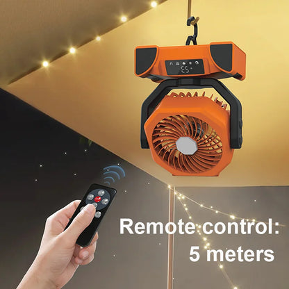 5 Speed USB Rechargeable Fan Desktop Portable Circulator Wireless Ceiling Electric Fan With Power Bank LED Lighting New F14