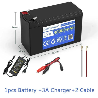 12V 30Ah lithium battery18650 Battery pack12.6V 3A charger for Energy storage batteries, lighting, electric vehicles, outdoor