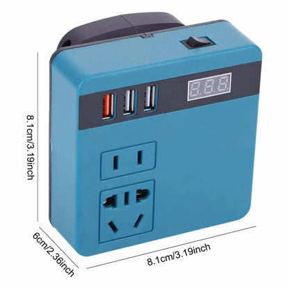 1Pcs 18V 20V To 220V Battery Inverter Dual Plug 120W Smart Transformer Multifunctional Household Outdoor Work Inverter Tool