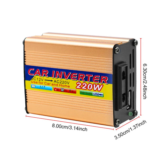 220W Power Inverter Conversion USB Battery Clip Portable Car Mounted Inverter DC 12V To AC 220V USB Voltage Transformer