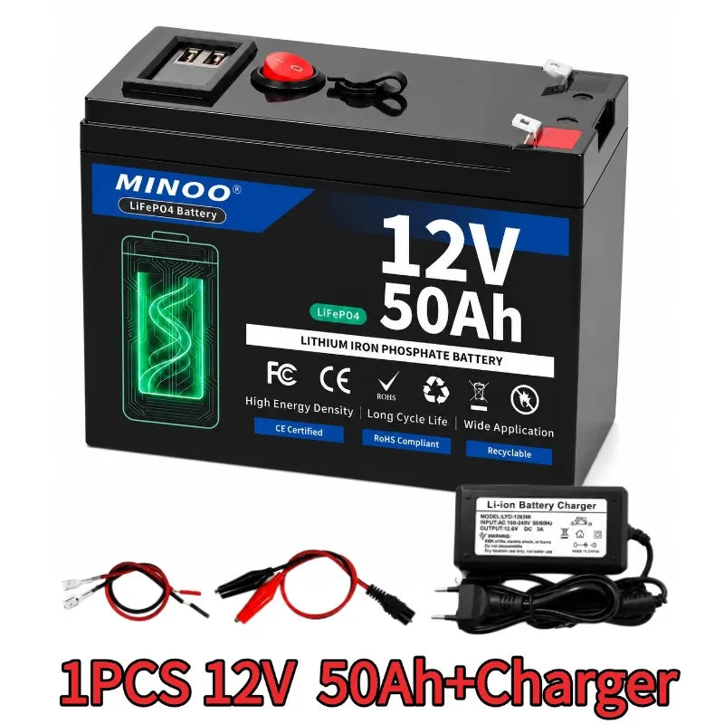 12 V 200Ah LiFePO4 Battery Lithium Iron Phosphate Rechargeable Battery With BMS 6000+ Cycles For Solar RV Marine Energy Storage