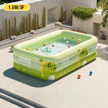 1.8-2.6M PVC Children's Cute Inflatable Swimming Pool for Backyard Home Outdoor Large Pool for Family Baby Indoor Bath Bathtub