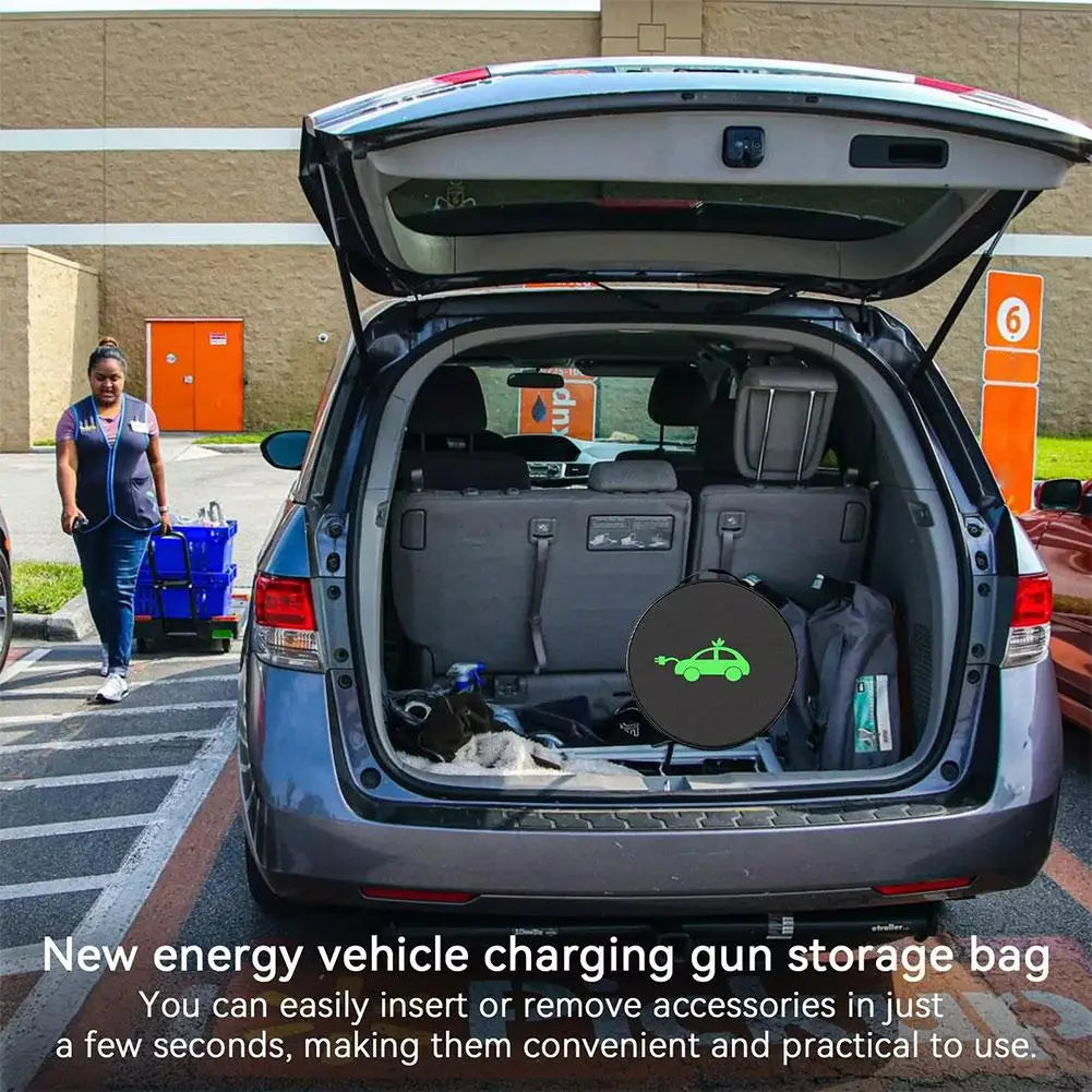 EV Cable Organizer Bag Electric Car Charger Box Charging Organizer Jumper Cable Bag Electric Vehicle Charging Cable Case