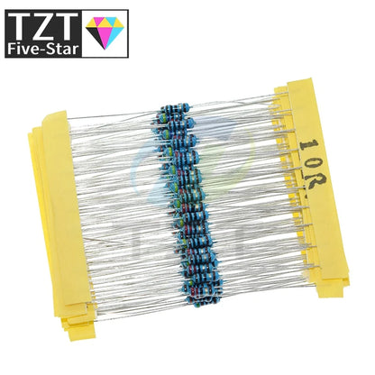 TZT 600pcs/set 30 Kinds 1/4W Resistance 1% Resistors Pack Kit 1K 10K 100K 220ohm 1M Resistors 300pcs/set