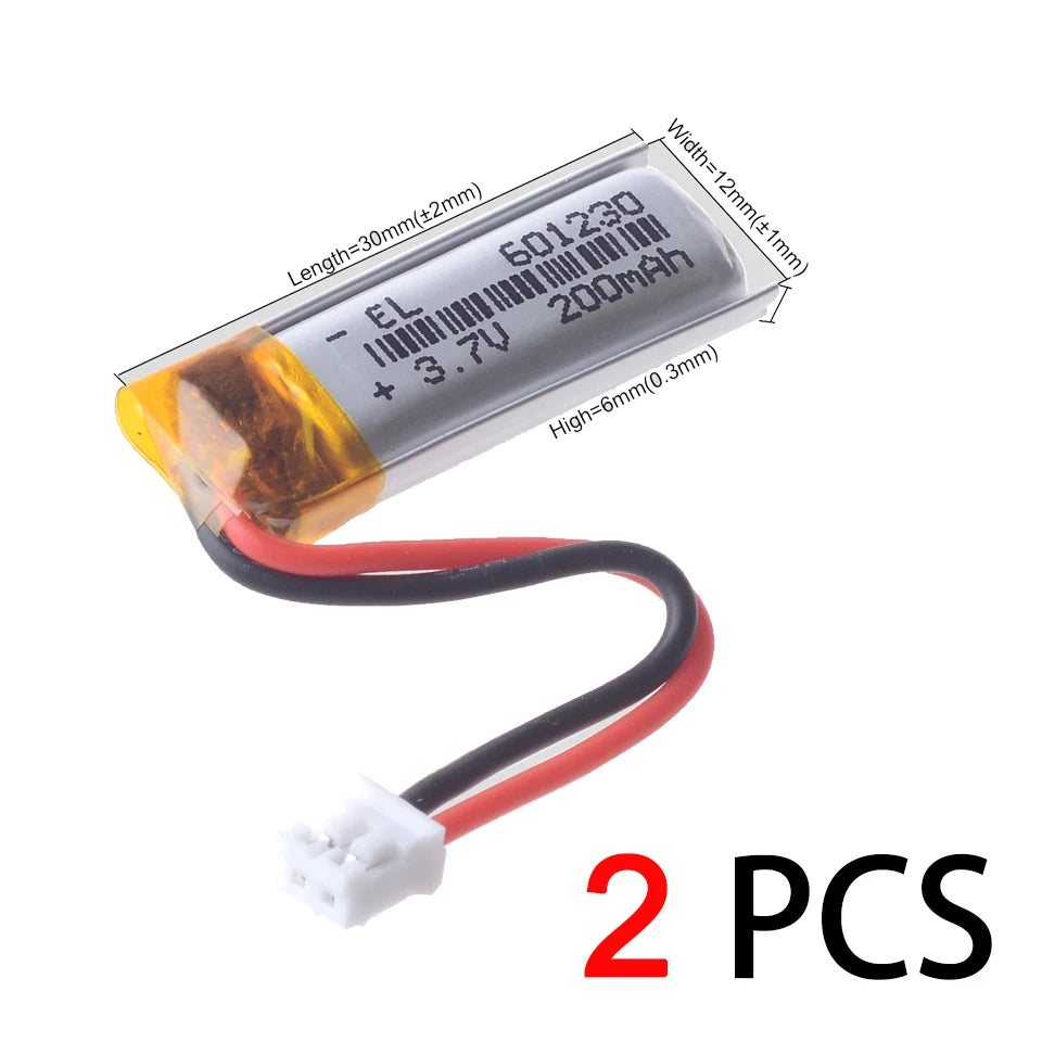 601230 200mAh Lipo Battery 601230 Polymer Li Ion Batteries for LED Light Smart Recorder Handheld Fan Flashlight Mouse