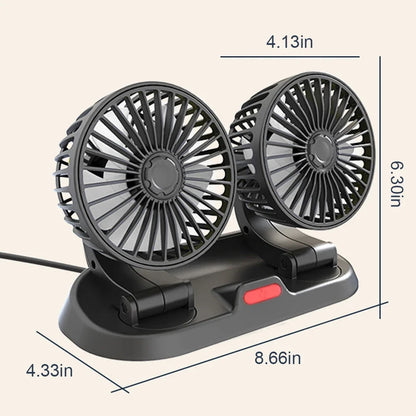 USB Charge Dual Head Fan Car Seat Back Cooling Fan Summer 360 Degree Rotation Auto Headrest Ventilation Fan Neck Cooler
