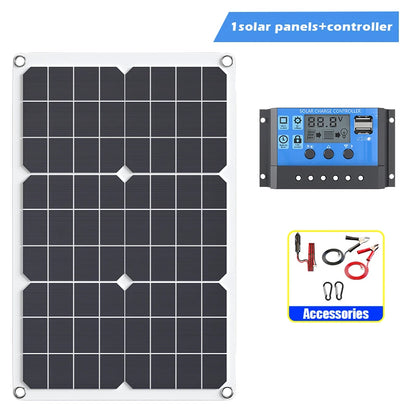 Solar System Kit 1000W 12V to AC 220V/110V Inverter+600W Solar Panel+100A Controller, Suitable for Charging RVs, Cars, Laptops