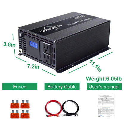 WZRLB Pure Sine Wave Solar Inverter 1000W 24V 220V Off Grid PV 12V 48V 36V DC to 120V 230V 240V AC Converter Home Appliance