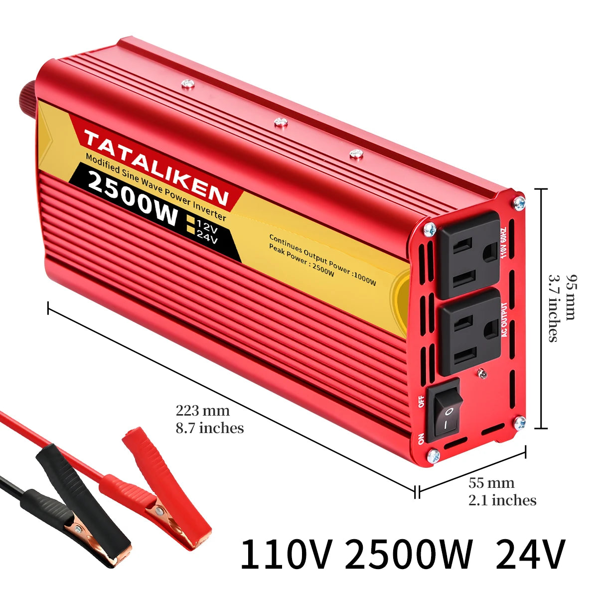 Inverters 12V,  24V 60HZ 600W 1500W 2000W 2500W, portable vehicle-mounted household frequency converter, universal socket