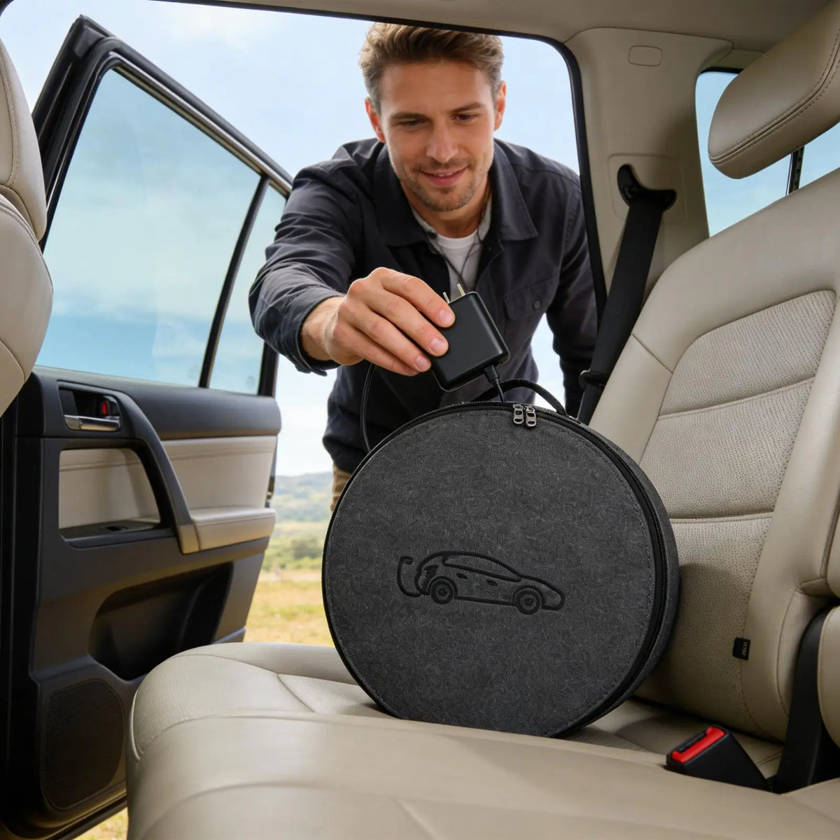 Energy Vehicle Charging Gun Storage Bag Portable EV Charger Cable Bag Waterproof Auto EV Charging Jumper Storage Bag