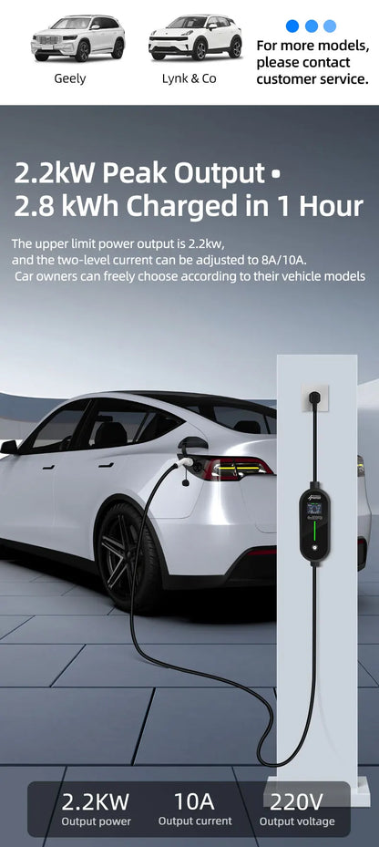 ROMADA 3.5KW 16A Type2 EV Portable Charger Gun 5M 10M Cable EVSE Wallbox Adapter EU Plug Electric Vehicle Home Charging Station