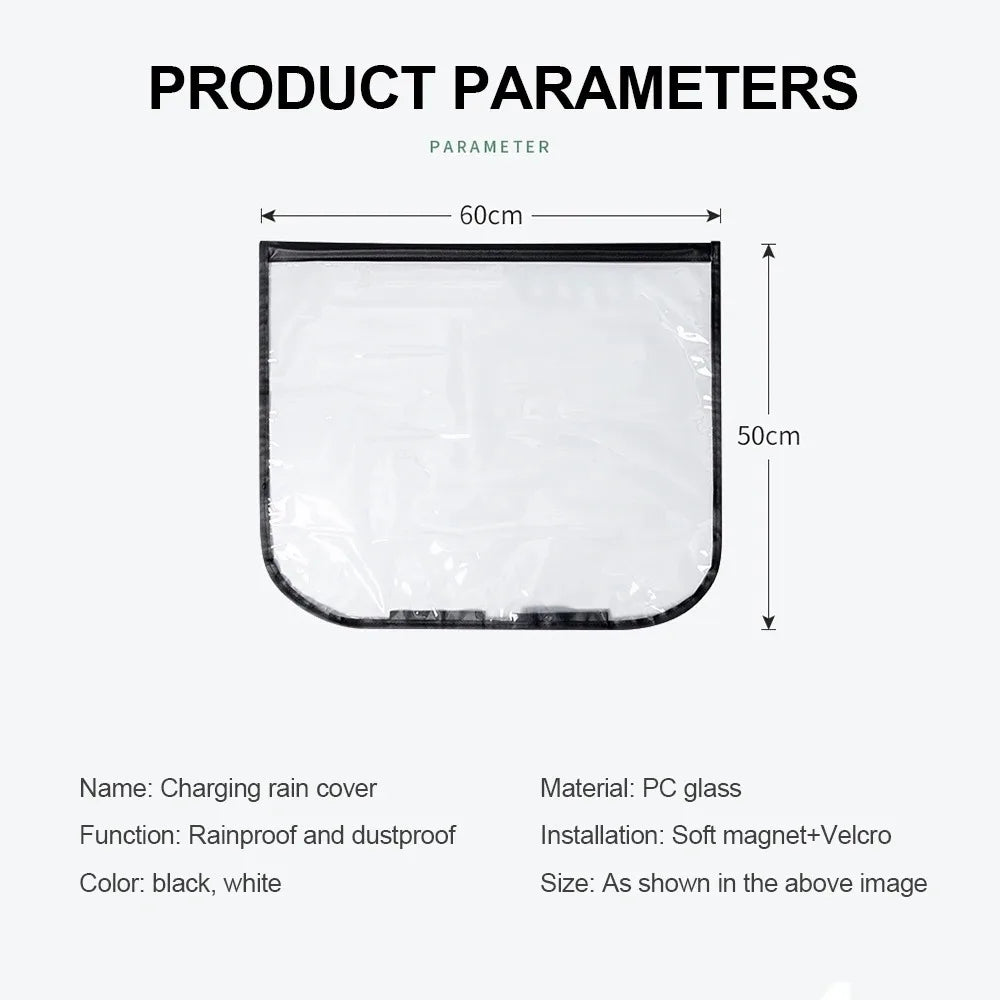 Waterproof Dust‑Proof EV Charger Rain Shield Universal Electric Car Charging Port Protective Cover with Black White Colors