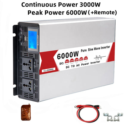 Inverter 12V 24V 48V 60V 72V To AC 220V Pure Sine Wave 60hz 6000W 8000W Power Inverter Frequency Converter Dual Socket With USB