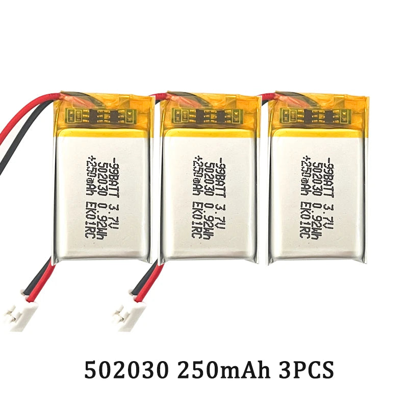 Lithium Polymer Battery 502030 3.7V 250mAh Rechargeable LiPo Cell for Toys LED Light Bluetooth Earphone For Smart Watch