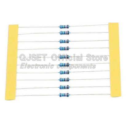 100pcs 1/4W Metal Film Resistor Element 1% 0.25W 1K 1.5K 2.2K 4.7K 10K 22K 47K 100K 470k 100 220  4K7 Ohm 5 Color Ring Resistors