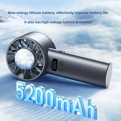5200mAh Portable Handheld Fan with Double Ice Cooling, High-Speed Rechargeable USB Fan, Foldable Design