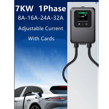 EV Wallbox 5M/10M 7KW 32A Charging Station Car Home EV Wallbox Electric Car EV Wallbox With 5M Cable Color Screen