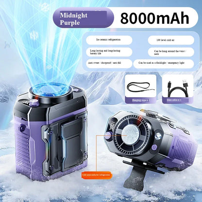 Rechargeable semiconductor cooling waist-mounted fan, outdoor neck-mounted handheld small fan with ultra-long battery life