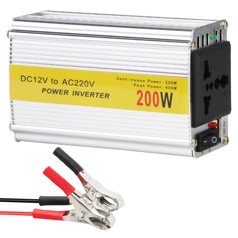 Solar Inverter DC 12V To AC 220V Household Storage Battery Converter Power Adapter AC Socket and USB Charger Car Inverter 200W
