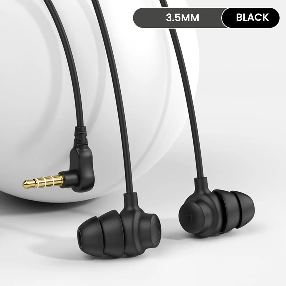 Elbow 3.5mm Wired Earphones Silicone Handsfree Sleep Headphones HiFi Sound Earbuds In-line Control Headset In-ear With Mic