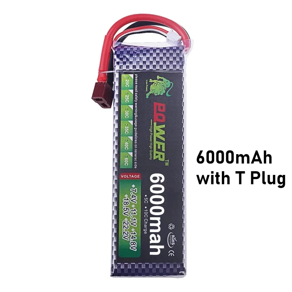 7.4V 3500mah 4200mah 5200mah 6000mah 2S Lipo Battery 35C T Plug for RC Car Truck Buggy Racing Boat