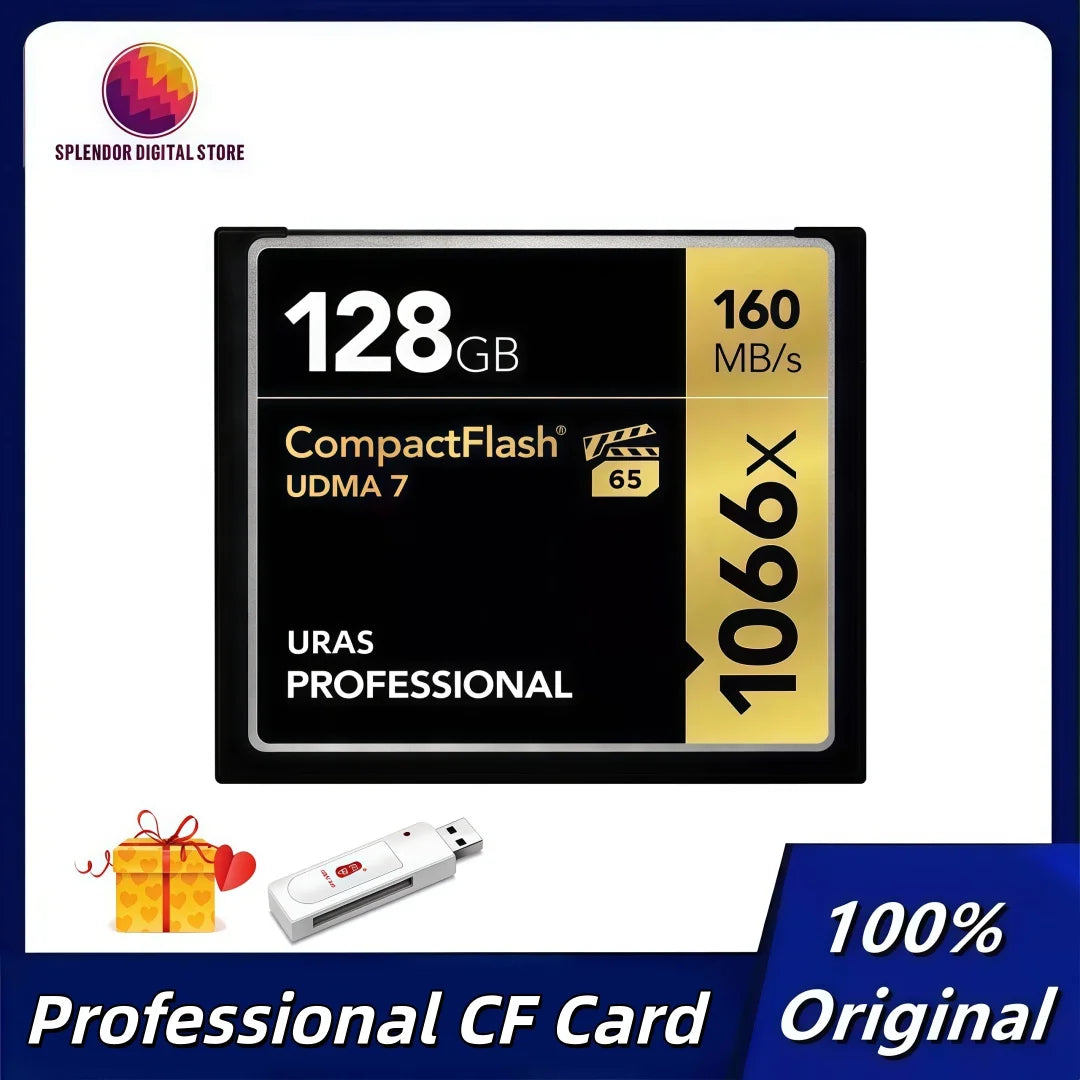 High Speed Professional CF Card 32GB 64GB 128GB  256GB Memory Card Compact Flash Cards Compactflash 1066x UDMA7 160mb/s