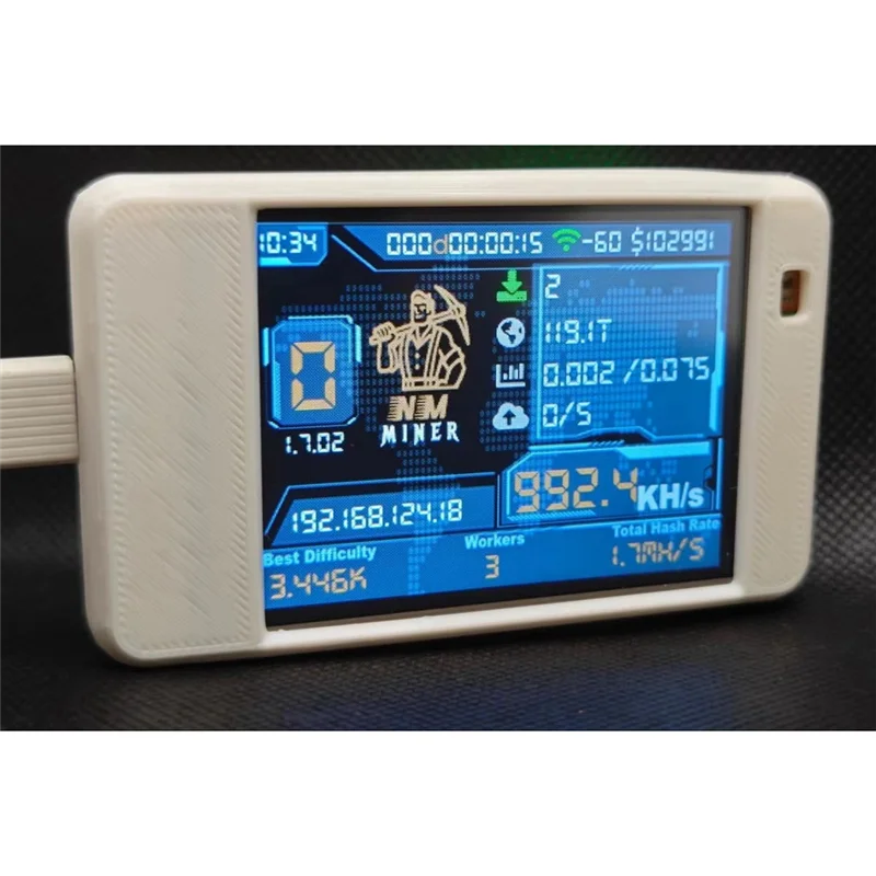 AFOURT-Nmminer Nerdminer Upgrade 992 KH/S Hashrate ESP32-2432S028 2.8Inch Display Colorful Case Bitcoin Solo Lottery Miner C