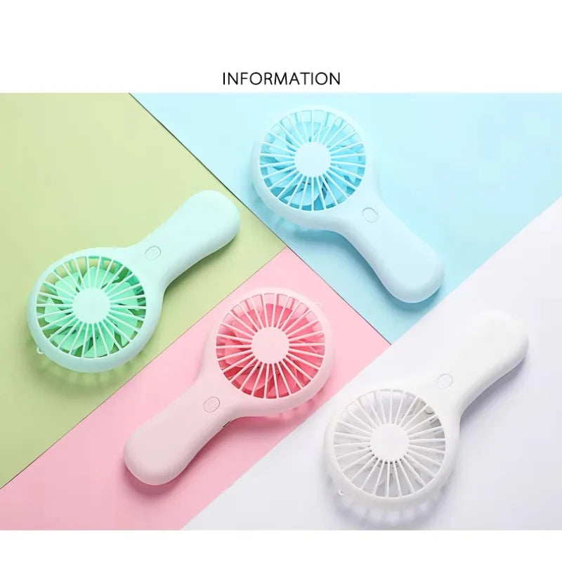 5pcs Portable Rechargeable Electric USB Charger Battery Handheld Mini Fan 3 Speed Lightweight with Data Cable Air Cooling Fans