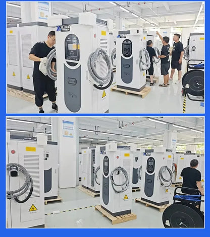 Customized 60kW Dual Gun DC Fast EV Charging Station, High Capacity Commercial EV Car Charger with Touch Screen & Card Swipe