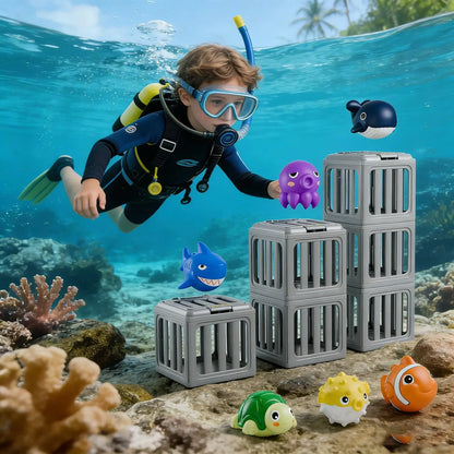 kids Pool Diving Toys With Animals Floating Easy Release Pool Sinking Toys Swimming Accessories For Boys Girls Summer Vacation