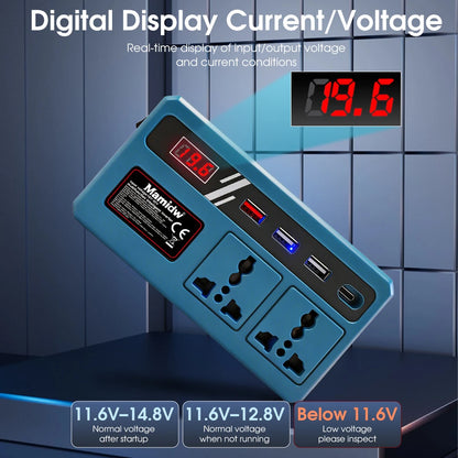 New 120W Lithium Battery Inverter DC 18-21V To AC 220V Electric Tool Battery Inverter Power Inverter, Stable power output