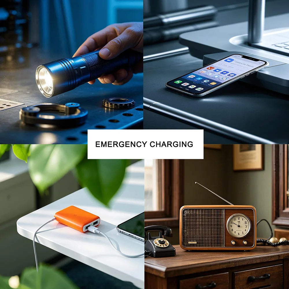 8-capacitor Hand Generator USB Charging Camping Equipment Outdoor Emergency Tool Cranked for 2 Minutes, can Lgnite 40-50 Times