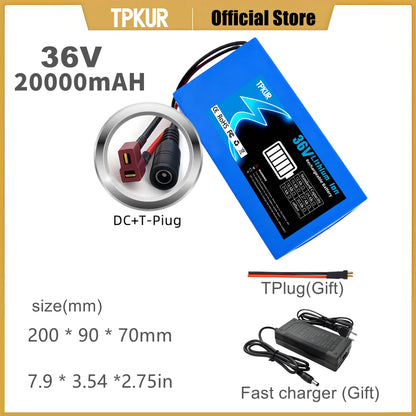 Brand New 36V 10AH 15AH 20AH Lithium Battery Pack, Suitable for 100-1500Watt Motors, with Built-in BMS for Scooters and Bicycles
