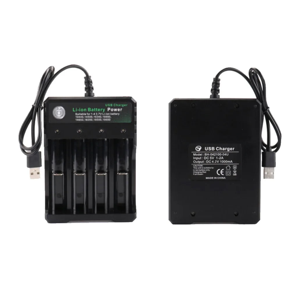 2 3 4 Slots 18650 Battery Charger 3.7V Portable Rechargeable Charger Lithium For 26650 18700 17670 16340 14500 10440 Batteries