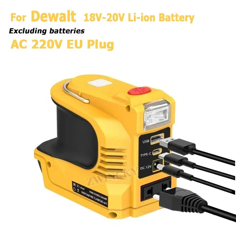 200W Battery Inverter Adapter For Makita/Bosch/Dewalt/Milwaukee 18V Li-ion Batteries Outdoor Power Bank AC 120-220V