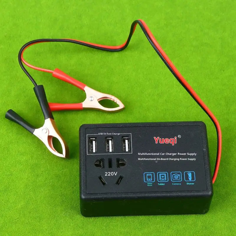 USB Port Equipped Car Power Inverter; Converts 12V/24V to 220V; Perfect for Charging RV and Trucks.